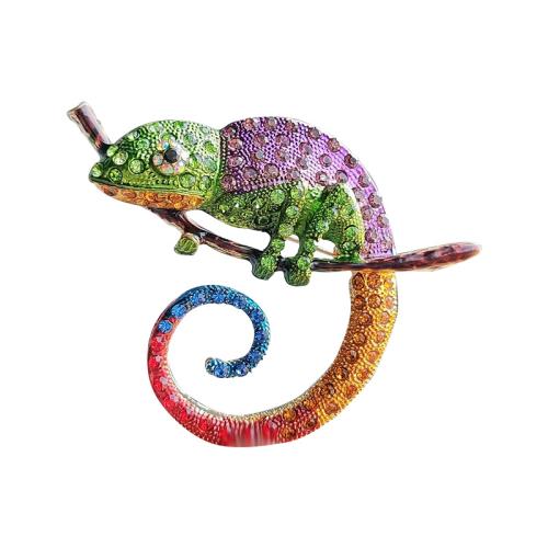 Zinc Alloy Brooches Chameleon fashion jewelry & for woman & with rhinestone Sold By PC