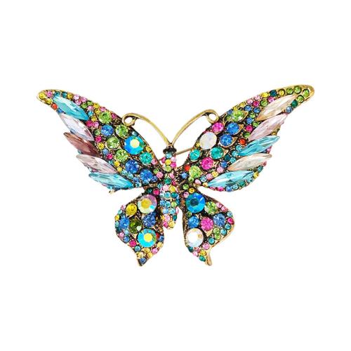 Zinc Alloy Brooches Butterfly fashion jewelry & for woman & with rhinestone Sold By PC