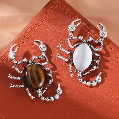 Zinklegering broches, Zinc Alloy, met Cats Eye & Tiger Eye, Schorpioen, mode sieraden & voor vrouw, meer kleuren voor de keuze, 81x40mm, Verkocht door PC