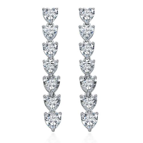 Cubic Zirconia Micro Pave Brass Earring Heart fashion jewelry & micro pave cubic zirconia & for woman Sold By Pair