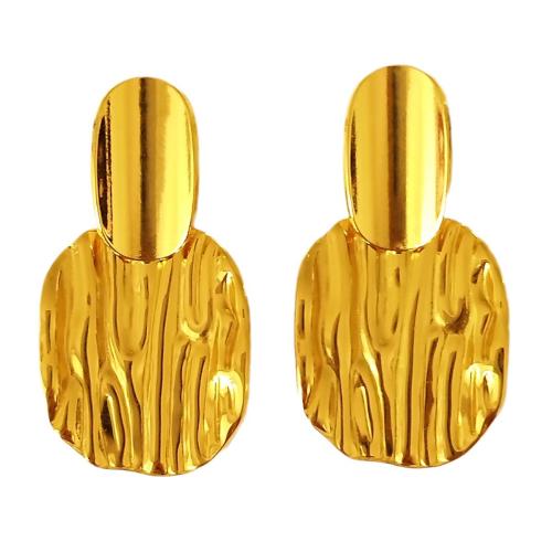 Roestvrij staal Stud Earrings, 304 roestvrij staal, 18K verguld, mode sieraden & voor vrouw, gouden, 24.70x47.50mm, Verkocht door pair