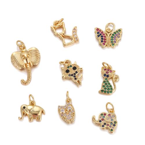 Cubic Zirconia Micro Pave bronze Pingente, cobre, cromado de cor dourada, Forma diferente para escolha & DIY & micro pavimento em zircônia cúbica, Mais cores pare escolha, níquel, chumbo e cádmio livre, vendido por PC