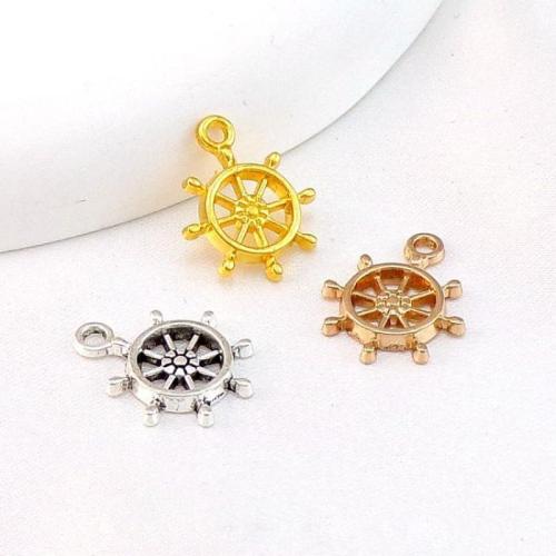 Zinc Alloy Ship Wheel & Anchor Pendant plated DIY nickel lead & cadmium free Approx Sold By Bag