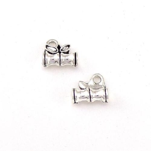 Zink-Aluminium-Anhänger, Zinklegierung, Bambus, antik silberfarben plattiert, DIY, keine, frei von Nickel, Blei & Kadmium, 12x10x4.50mm, ca. 100PCs/Tasche, verkauft von Tasche