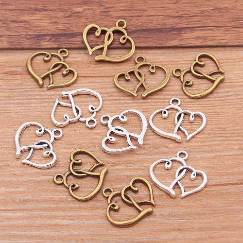 Zinc Alloy Heart Pendler, forgyldt, du kan DIY, flere farver til valg, nikkel, bly & cadmium fri, 17x18mm, 100pc'er/Bag, Solgt af Bag