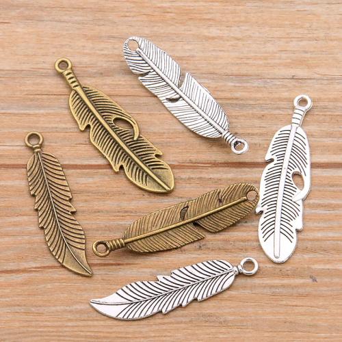 Zinc Alloy Feather Pendants plated DIY nickel lead & cadmium free Sold By Bag