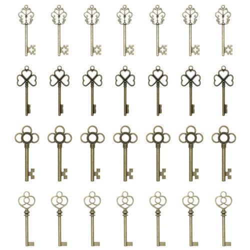 Zinc Alloy Key Pendler, Nøgle, forgyldt, du kan DIY & forskellige stilarter for valg, flere farver til valg, 100pc'er/Bag, Solgt af Bag