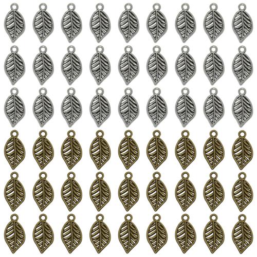 Cink Alloy Leaf Privjesci, List, pozlaćen, možete DIY, više boja za izbor, 20x10mm, 100računala/Torba, Prodano By Torba