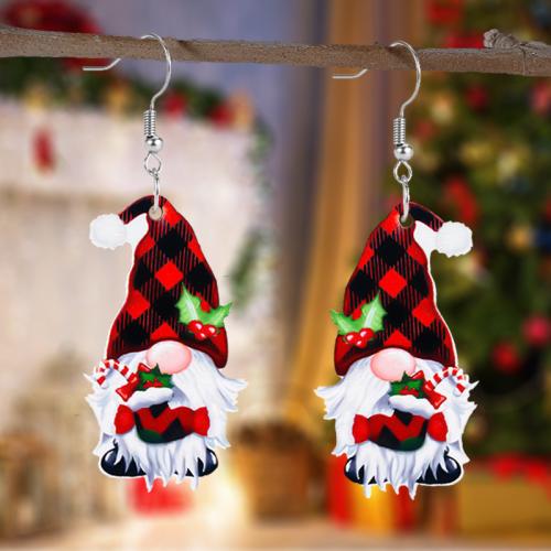 Christmas Earrings Acrylic Santa Claus Christmas Design & for woman Sold By Pair