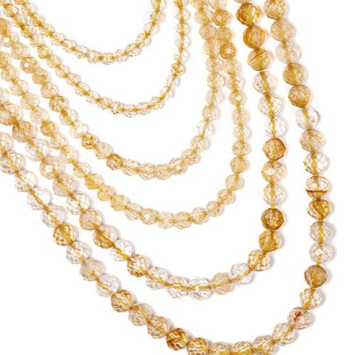 Natural Citrine Beads Round DIY mixed colors Sold By Strand