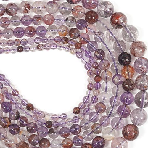 Quartz naturel bijoux perles, Purple-Phantom-Quartz, Rond, DIY & normes différentes pour le choix, couleurs mélangées, Vendu par brin