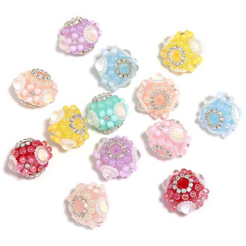 Acrylic Jewelry Beads DIY & with rhinestone mixed colors Sold By Bag