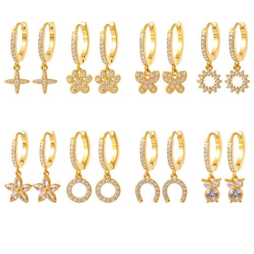 Acier inoxydable Levier Retour Earring, Acier inoxydable 304, Placage, styles différents pour le choix & pavé de micro zircon & pour femme, doré, Vendu par paire