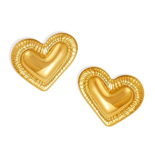 Stainless Steel Stud Earrings 304 Stainless Steel Heart plated fashion jewelry & for woman Sold By Pair