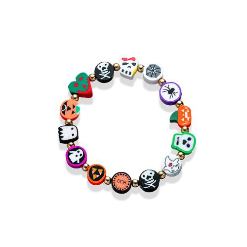 Pulsera de Halloween , Arcilla polimero, con Hilo elástico, chapado, Diseño de Halloween & Joyería & para mujer, multicolor, Vendido por UD