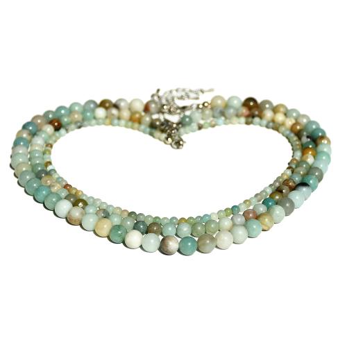 Gemstone Ékszer Nyaklánc, Amazonite, -val Cink ötvözet, kézi, divat ékszerek & különböző méretű a választás & a nő, Által értékesített PC