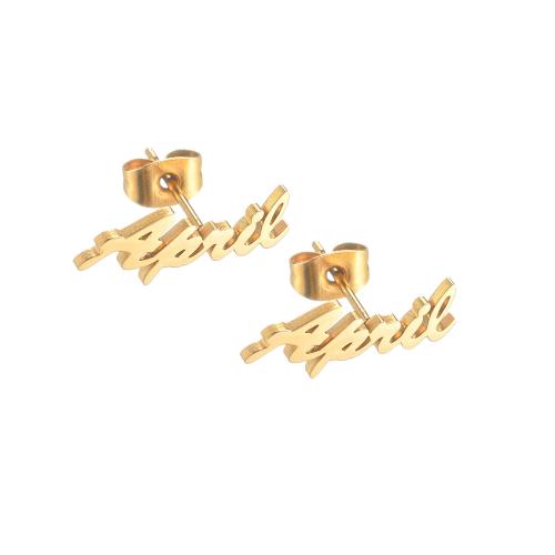 Stainless Steel Stud Earrings 304 Stainless Steel plated & for woman gold Sold By Pair