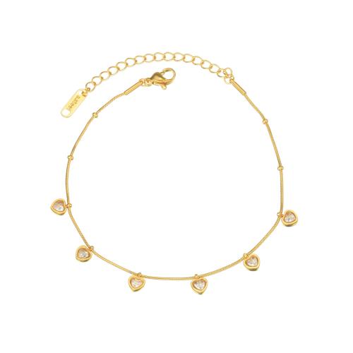 Pulsera de Acero Inoxidable, acero inoxidable 304, chapado, diferentes estilos para la opción & micro arcilla de zirconia cúbica & para mujer, dorado, Vendido por UD