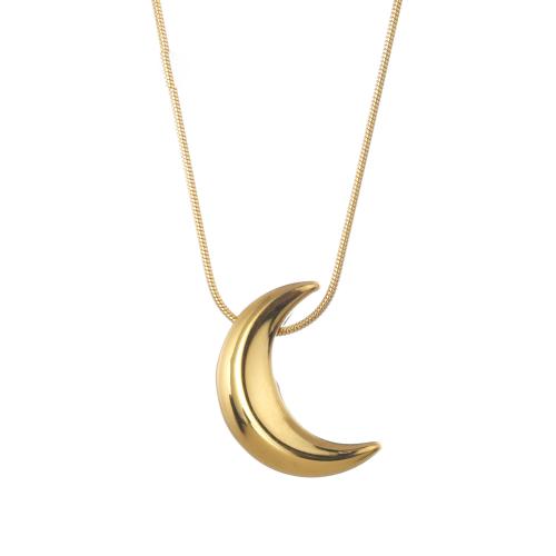 Stainless Steel Jewelry Necklace 304 Stainless Steel Moon plated for woman gold Sold By PC