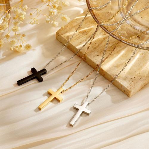 Stainless Steel Jewelry Necklace 304 Stainless Steel Cross plated for woman Sold By PC