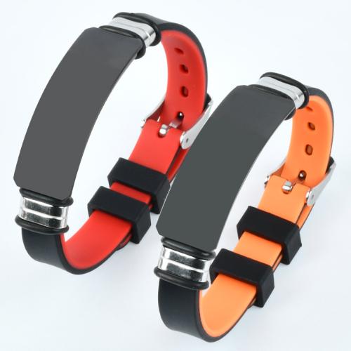 Braccialetti in silicone, 304 acciaio inox, with silicone, placcato, per la donna, nessuno, Lunghezza Appross. 21.5 cm, Venduto da PC