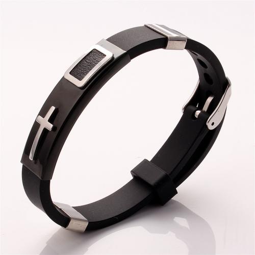 Braccialetti in silicone, Titantium acciaio, with silicone, lucido, per la donna, nessuno, Lunghezza Appross. 21.5 cm, Venduto da PC