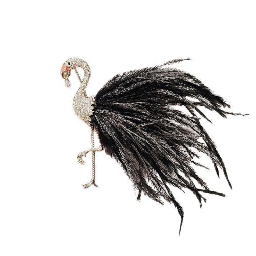 Zinc Alloy Brooches with Feather for woman & with rhinestone Sold By PC