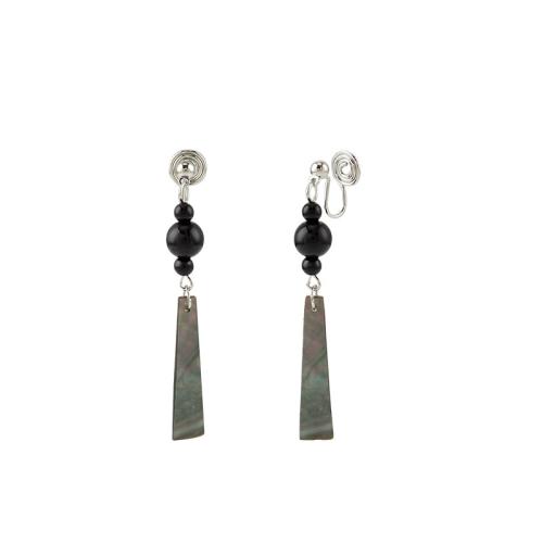 Pendientes de Aleación de Zinc, con Nácar, hecho a mano, diferentes estilos para la opción & para mujer, plateado, 7x59mm, Vendido por Par