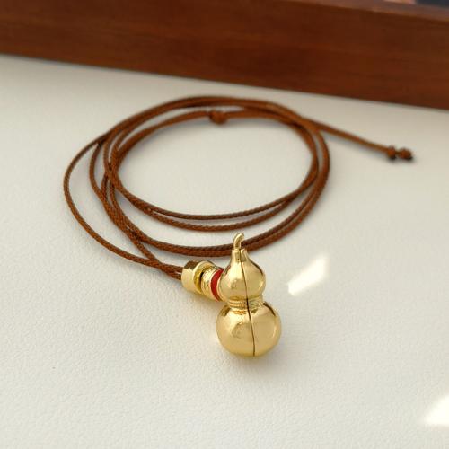 Zinc Alloy Jewelry Necklace with Wax Cord plated for woman & enamel golden Length Approx 79 cm Sold By Lot