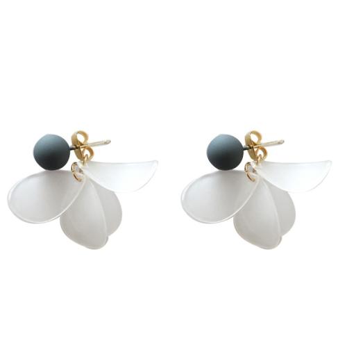 Zinc Alloy Stud Earring with Resin plated for woman white Sold By Lot