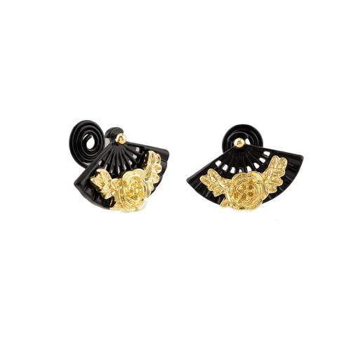 Pendientes de Perno de Aleación de Zinc, barniz de secado al horno, diferentes estilos para la opción & para mujer, Negro, 22x14mm, Vendido por Par