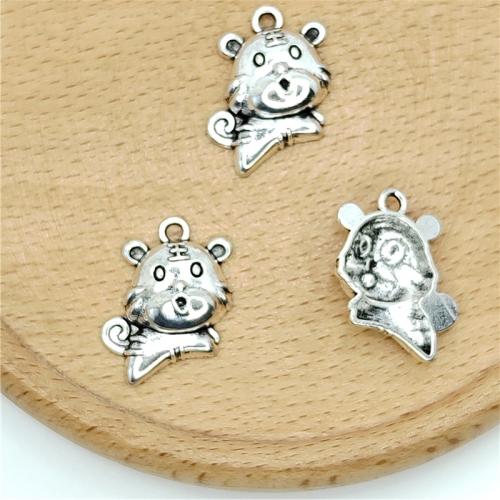 Zinc Alloy Animal Pendants Tiger antique silver color plated DIY Sold By Bag