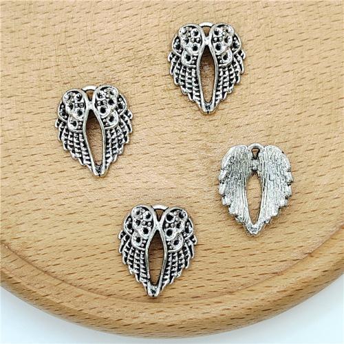 Wing alakú cink ötvözet Medálok, Wing Forma, antik ezüst színű bevonattal, DIY, 13x16mm, 100PC-k/Bag, Által értékesített Bag