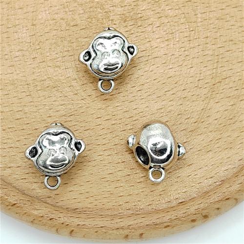 Zinc Alloy Animal Pendants Monkey antique silver color plated DIY Sold By Bag