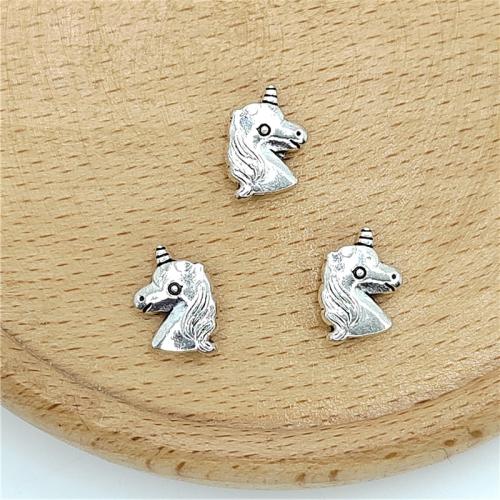 Zinc Alloy Animal Pendler, Unicorn, antik sølv farve forgyldt, du kan DIY, 10x11mm, 100pc'er/Bag, Solgt af Bag