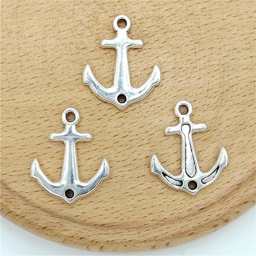 Zinc Alloy Ship Wheel & Anchor Pendentif, alliage de zinc, ancre, Plaqué de couleur d'argent, DIY, 17x25mm, 100PC/sac, Vendu par sac