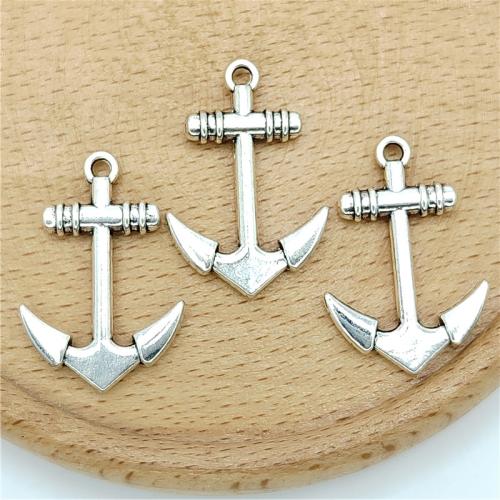 Zinc Alloy Ship Wheel & Anchor Pendentif, alliage de zinc, ancre, Plaqué de couleur d'argent, DIY, 20x30mm, 100PC/sac, Vendu par sac