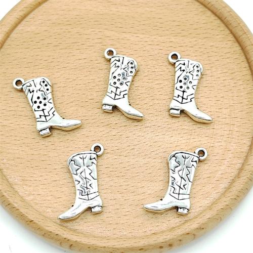 Zinc Alloy Shoes Pendants antique silver color plated DIY Sold By Bag