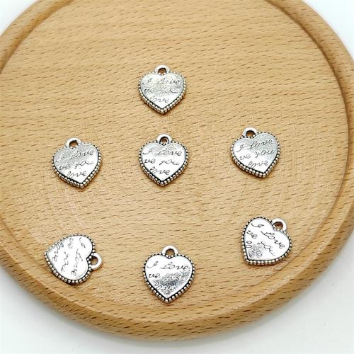 Zinklegering Hart Hangers, Zinc Alloy, antiek zilver plated, DIY, 12x13mm, 100pC's/Bag, Verkocht door Bag