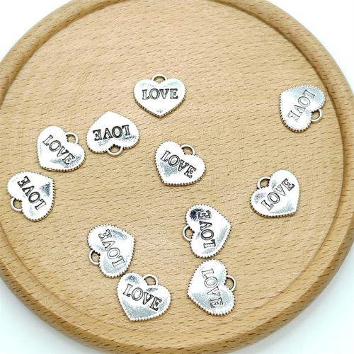 Zinc Alloy Heart Pendants antique silver color plated DIY Sold By Bag