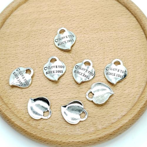 Zinklegering Hart Hangers, Zinc Alloy, antiek zilver plated, DIY, 13x16mm, 100pC's/Bag, Verkocht door Bag