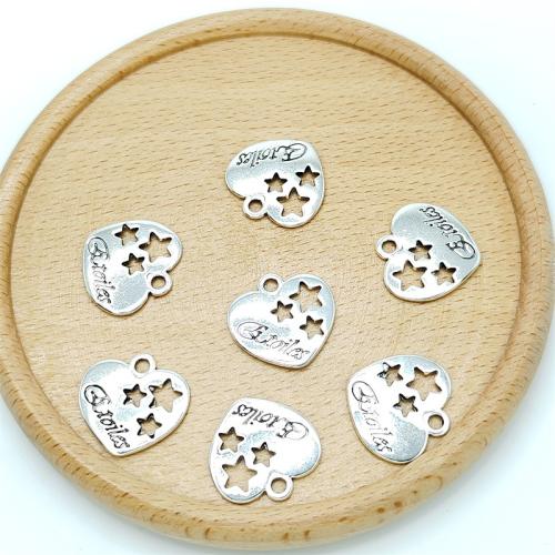 Zinklegierung Herz Anhänger, antik silberfarben plattiert, DIY, 19x18mm, 100PCs/Tasche, verkauft von Tasche