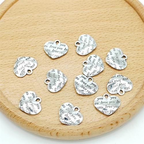 Zinklegierung Herz Anhänger, antik silberfarben plattiert, DIY, 13x12mm, 100PCs/Tasche, verkauft von Tasche