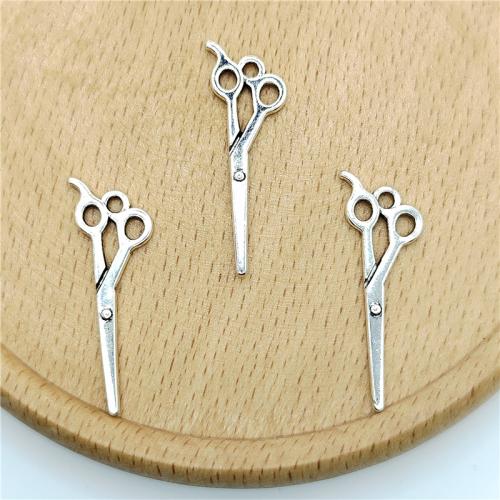 Zinklegering Schaar Hangers, Zinc Alloy, antiek zilver plated, DIY, 6x30mm, 100pC's/Bag, Verkocht door Bag