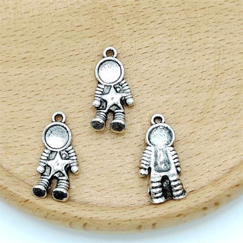 Zink-Aluminium-Anhänger, Zinklegierung, Astronaut, antik silberfarben plattiert, DIY, 10x21mm, 100PCs/Tasche, verkauft von Tasche