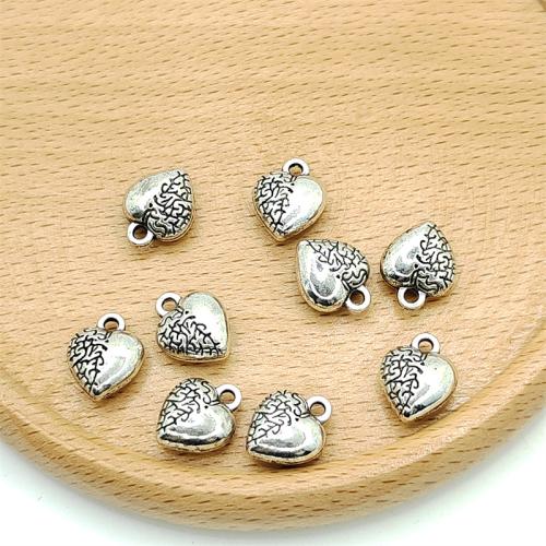 Zinklegering Hart Hangers, Zinc Alloy, antiek zilver plated, DIY, 10x11mm, 100pC's/Bag, Verkocht door Bag