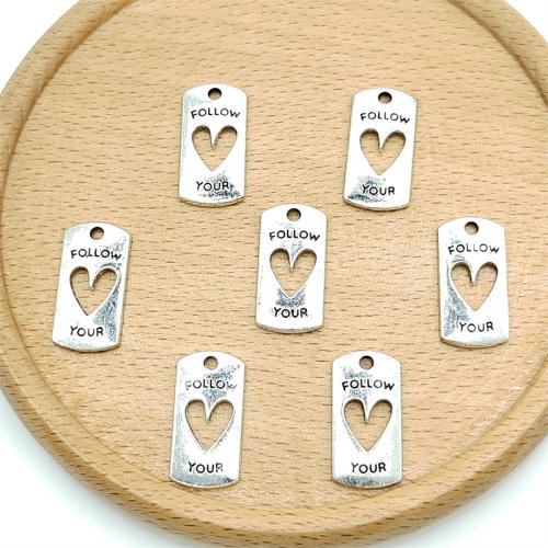 Ciondoli a cuore in lega di zinco, lega in zinco, placcato argento antico, DIY, 10x20mm, 100PC/borsa, Venduto da borsa