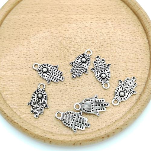 Sinkkiseos Hand riipukset, Käsi, antiikki hopea päällystetty, tee-se-itse, 12x20mm, 100PC/laukku, Myymät laukku