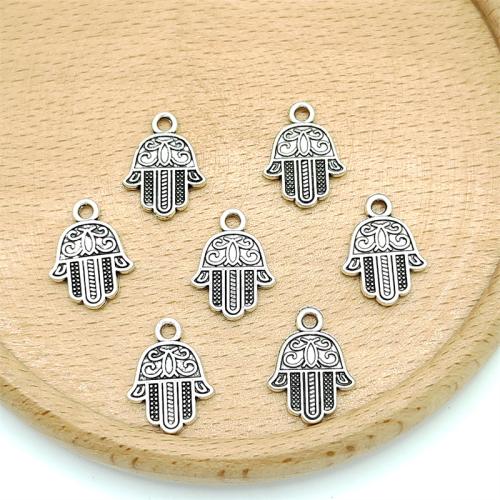 Zinc Alloy main pendentifs, alliage de zinc, Plaqué de couleur d'argent, DIY, 13x17mm, 100PC/sac, Vendu par sac