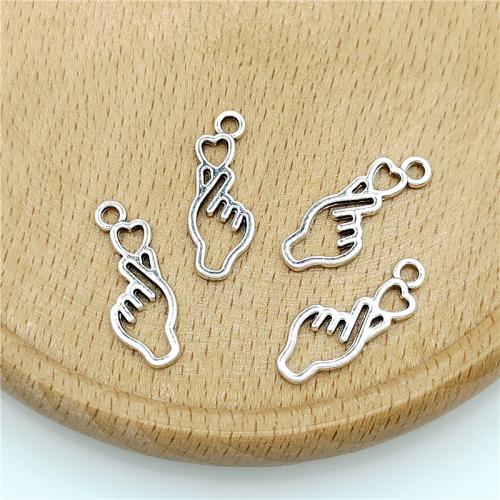 Zinc Alloy Hand Pendants antique silver color plated DIY Sold By Bag